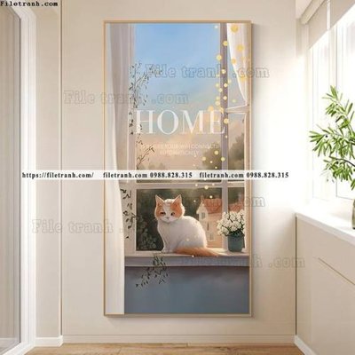 File PSD tranh con meo ve tay ben cua so 510 (bản gốc) độ phân giải cao