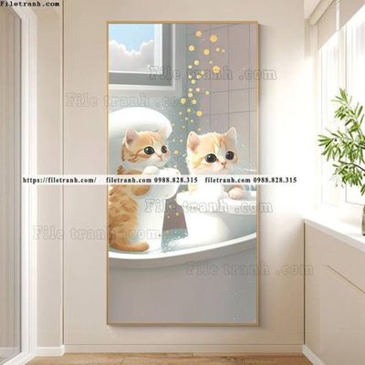 Tải file tranh con meo ve tay ben cua so 514 (gốc) in ấn chất lượng