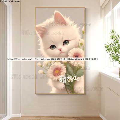 File gốc tranh con meo ve tay ben cua so 525 (in mica) cắt laser