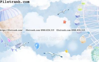 Ảnh gốc tranh dan hoat hinh phong tre em ve tay 112 (độ nét cao) in tráng gương