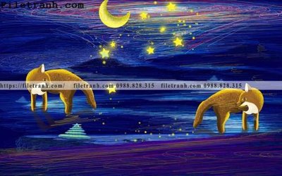 File in trần tranh dan hoat hinh phong tre em ve tay 245 (bản gốc) mây trời