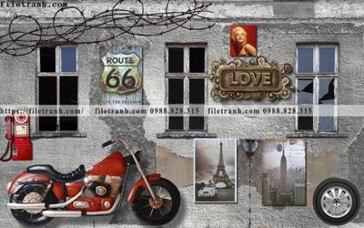 Tải file tranh dan tuong xe may o to co dien 202 (gốc) làm file thiết kế