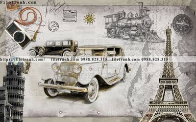 Download file tranh tranh dan tuong xe may o to co dien 223 (file gốc PSD)