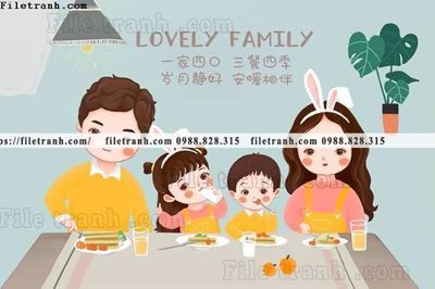 File tranh gốc in trần nhà tranh gia dinh 605 3D