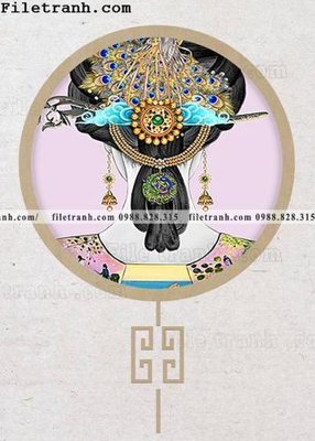 Ảnh gốc tranh hieu ung ba chieu tron phong cach Trung Quoc 277 (nét căng) in mica