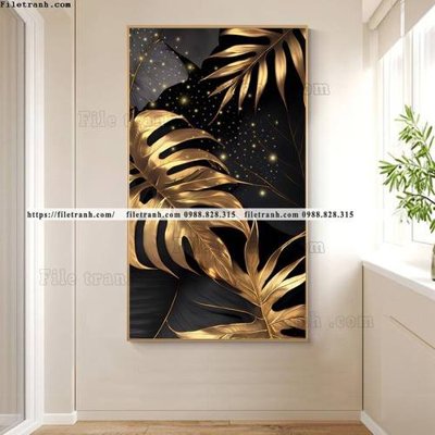 File gốc tranh hoa 5d la vang 509 (in lụa) cao cấp