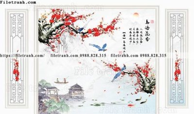 File gốc tranh hoa dao hien dai 510 (ảnh chi tiết) để in lụa