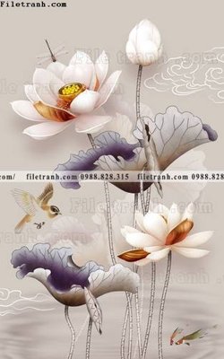 File PSD tranh hoa sen hien dai 3d 505 (chất lượng in ấn)