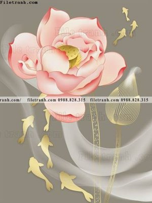 File gốc tranh hoa sen hien dai 3d 520 (ảnh chi tiết) để in lụa