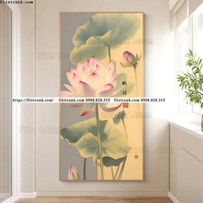 File gốc tranh loi vao hoa sen 3d 509 (thiết kế) độc quyền