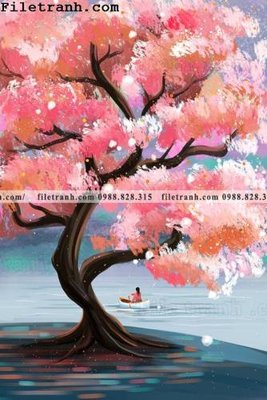 File gốc tranh mau nuoc mau hong 105 (in lụa) trang trí tường