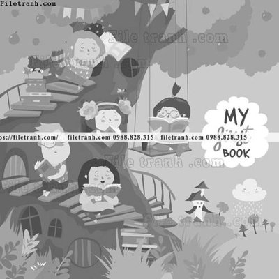 File tranh tranh minh hoa hoat hinh tre em 153 (bản gốc) in lụa 5D
