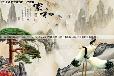 File gốc tranh nen tuong phong cach Trung Hoa247 (chủ đề hiện đại) trang trí