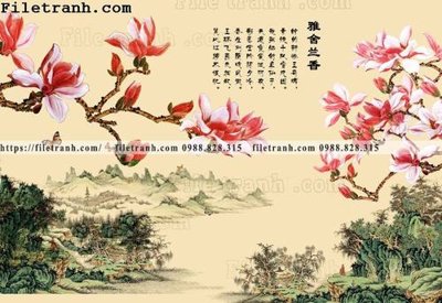 File in trần tranh nen tuong phong cach Trung Hoa265 (file gốc) hoa văn 3D