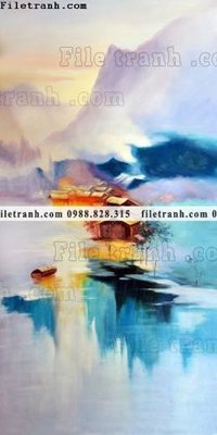 File gốc tranh phong canh nuoc trung quoc 615 (in lụa) trang trí tường