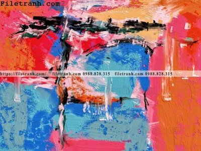 Ảnh gốc tranh son dau mau truu tuong 142 (độ nét cao) in mica