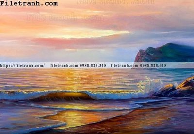 File in lụa tranh son dau phong canh bien 121 (phong cảnh) tranh son dau phong canh bien 121