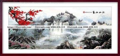 File gốc tranh thuy mac trung quoc 515 (in lụa) hoa văn cổ điển