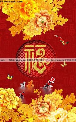 File gốc tranh trung quoc mau do 639 (in lụa) họa tiết 3D