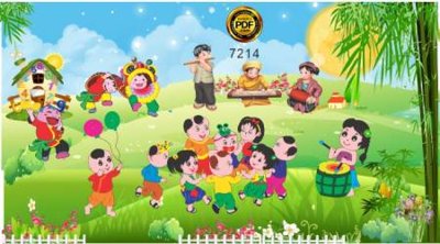 File PSD tranh le hoi trung thu trang tri truong hoc (chất lượng in ấn)