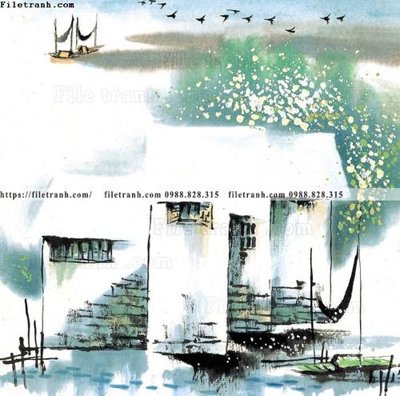 File gốc tranh ve thi tran giang nam 731 (in mica) cắt laser