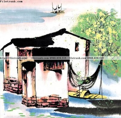 File gốc tranh ve thi tran giang nam 779 (bản quyền) cho in ấn