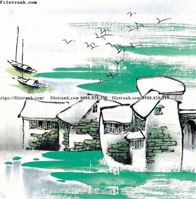 Ảnh gốc tranh ve thi tran giang nam 792 (siêu chi tiết) để in ấn