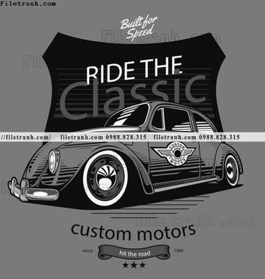 File tranh vector hinh anh o to xe hoi co dien 1557 (gốc) in vải canvas