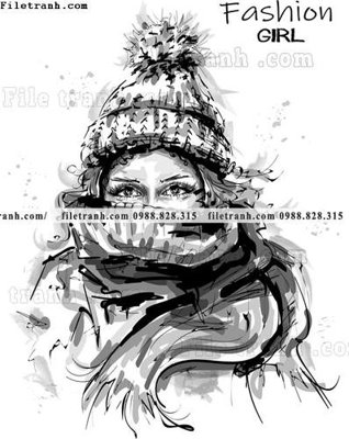 File tranh vector hinh anh thoi trang nu 1613 (bản gốc) treo quán cafe