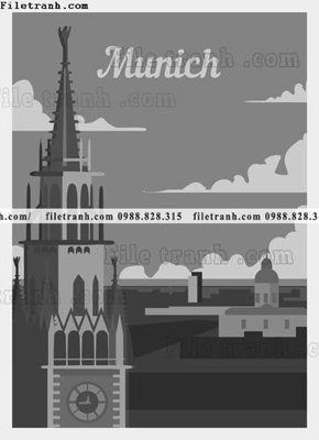 File gốc vector truu tuong toa nha noi tieng 1513 (chuẩn màu) cho in offset