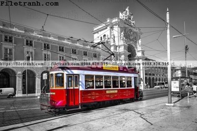 File tranh xe dien co dien duong pho 105 (ảnh gốc) chi tiết rõ ràng