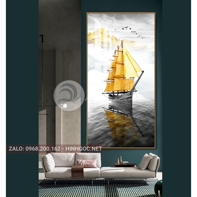 Tranh treo tường, tranh thuận buồm xuôi gió, thuyền, đàn chim-PLT-S-1477