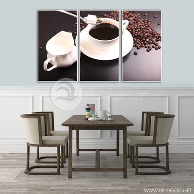 Tranh bộ 3 bức tranh ẩm thực ly cà phê cho đá-COF-207
