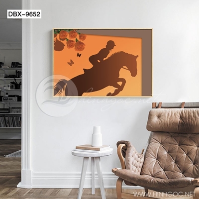 Tranh chân dung cô gái cưỡi ngựa và hoa hồng-dbx-9652