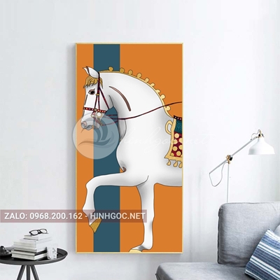 Tranh treo tường, con ngựa trắng đẹp-E-329