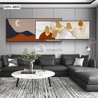 Tranh hiện đại treo phòng khách hoa lá trang trí-hzh-9653