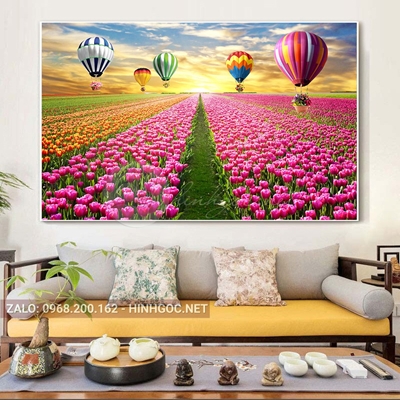 Tranh dán tường hoa tulip trang trí ấn tượng-K-188