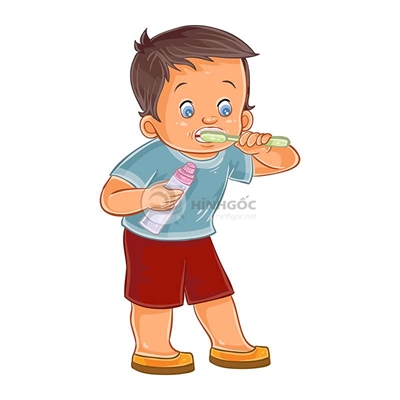 Phông nền trẻ em ngộ nghĩnh, bé đánh răng-KIDA-188