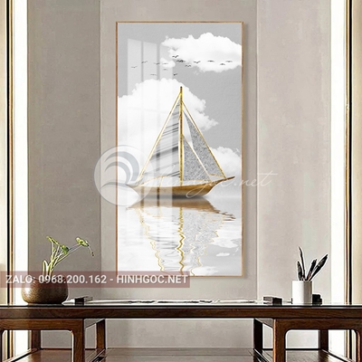 Tranh treo tường, tranh thuận buồm xuôi gió, thuyền, đàn chim-PLT-S-1474