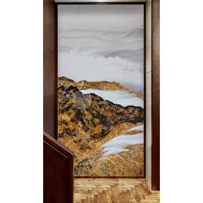 Tranh trừu tượng nghệ thuật sơn thủy dãy núi vàng-sbd-54