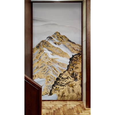 Tranh trừu tượng nghệ thuật sơn thủy dãy núi vàng-sbd-55