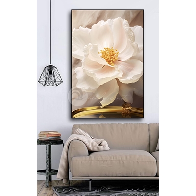 Tranh hoa 3d bông hoa trắng nở tinh khôi-SCD-254
