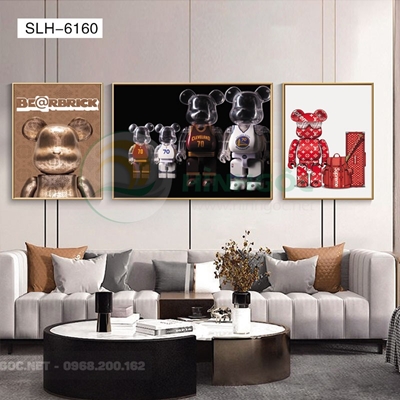 Tranh bộ 3 bức, tranh robot người máy và hành lý-SLH-6160